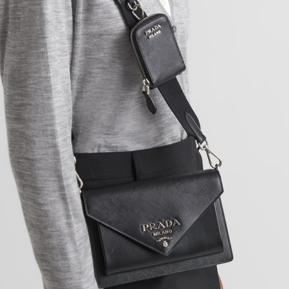 PRADA SAFFIANO LEATHER ENVELOPE BAG - Picture 1 of 12